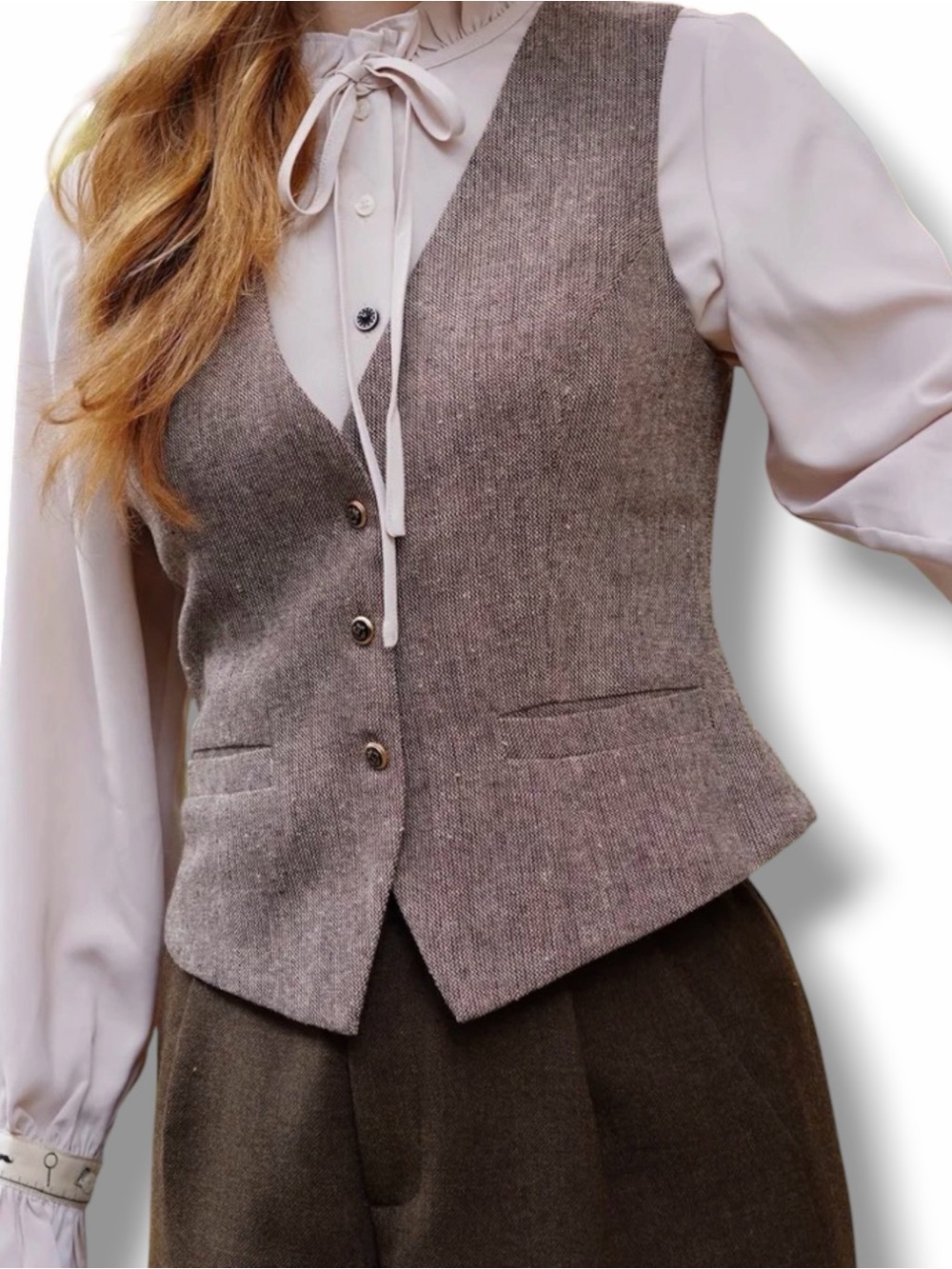 Miss Patina The Shelby Waistcoat Vest in Brown Size 12 US Large Peaky Blinders